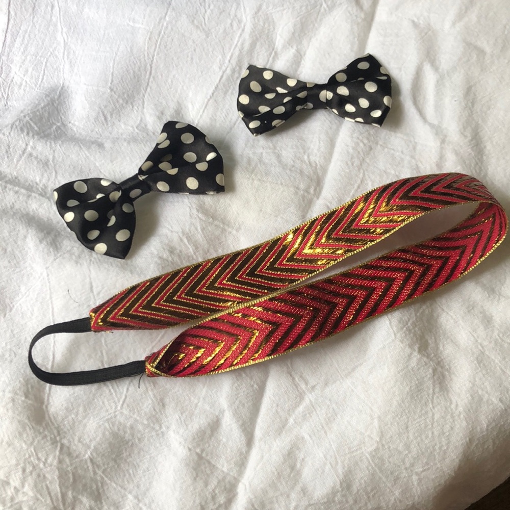 Two cute hair bows with an adorable headband.